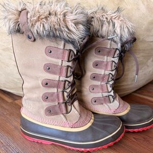 Sorel Joan of Arctic Brown and Tan Fur-Trimmed Winter Boots